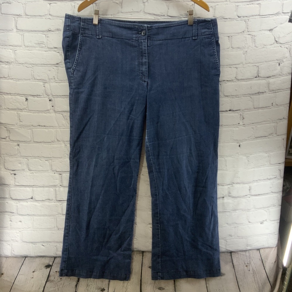 Talbots‎ Blue Jeans Womens Sz 18L Signature Flare Dark Wash Wide Leg